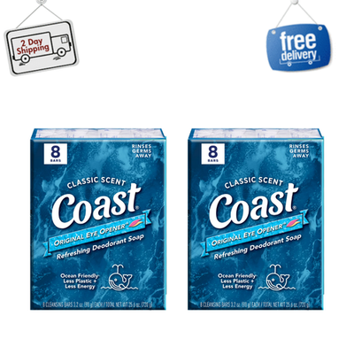 #ad 16 Bars Coast Refreshing Deodorant Bar Soap Classic Scent All Skin Types 3.2 oz $10.99