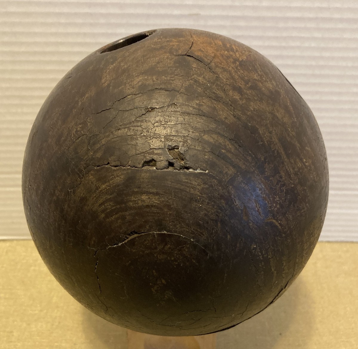 Antique Lignum Vitae Wooden 2 Hole Victorian Bowling Ball 6lb 8oz
