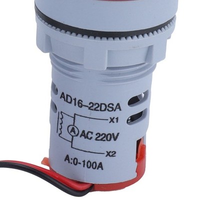 Red Digital Current Meter Universal Ammeter Signal Indicator Lamp Light AC 220V
