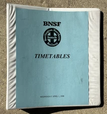 BNSF System Timetables (complete) in office binder: April 1, 1998