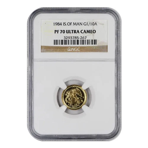 1984 ISLE OF MAN Gold 5 ANGEL NGC PF-70 ULTRA CAMEO
