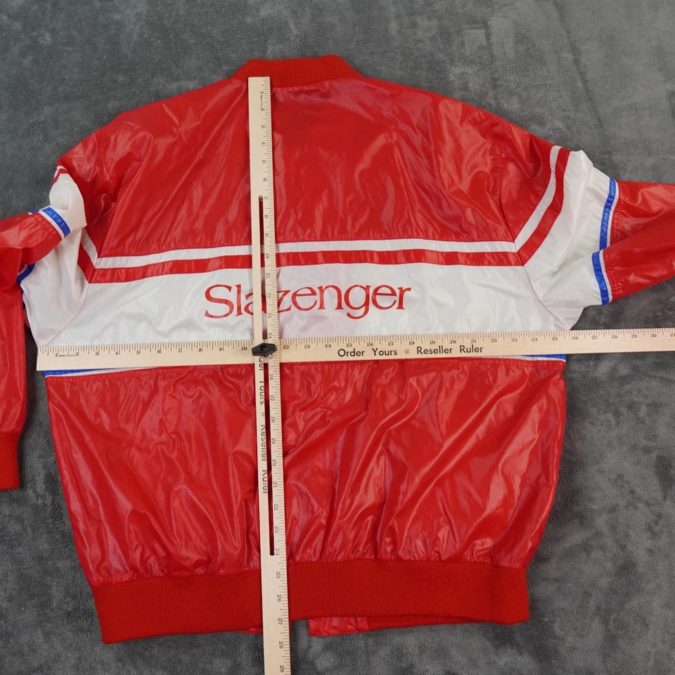 Slazenger Jacket Mens XL Red Jimmy Connors Tennis Windbreaker Y2K Spell Out Logo - Image 4 of 4