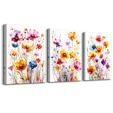 Wall Art for Bedroom Wall Decor Living Room Modern Watercolour Floral Decor F...