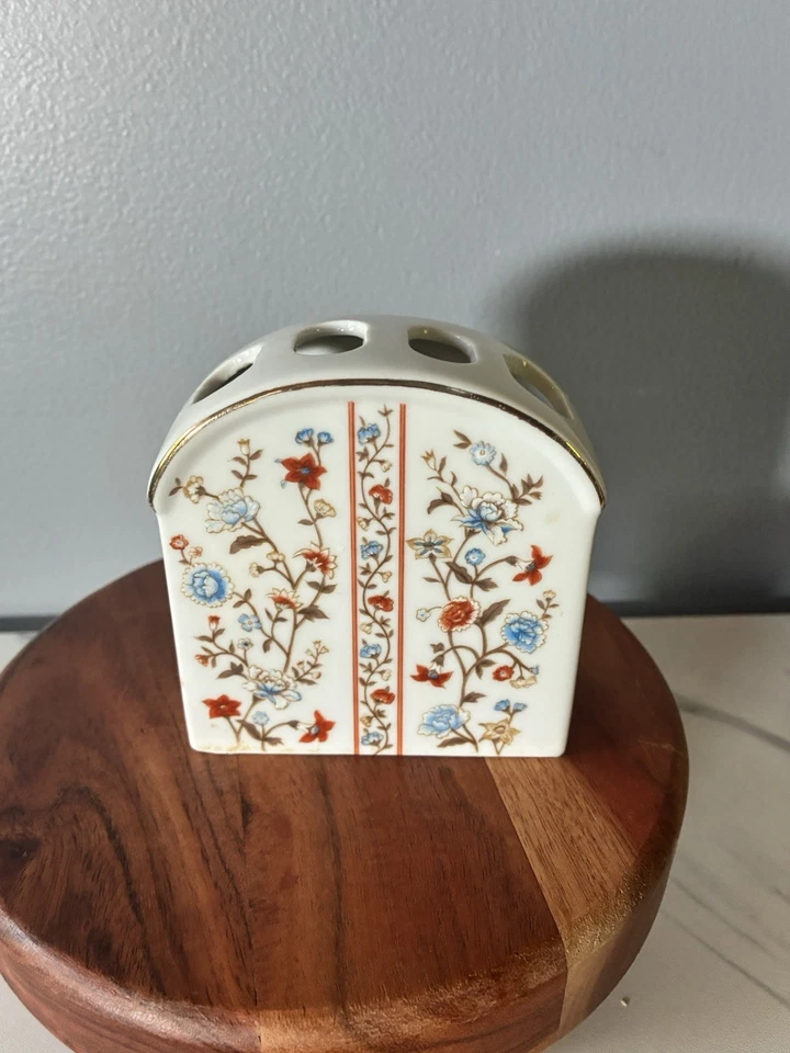 Винтажный цветочный фарфоровый держатель для зубной щетки — керамическая отделка золотом декор для туалетного столика - Изображение 3 из 4