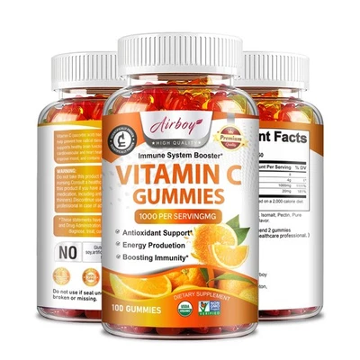 AIRBOY Vitamin C Gummies 1000mg - with Zinc, Antioxidant, Skin Health, Immune Boosting