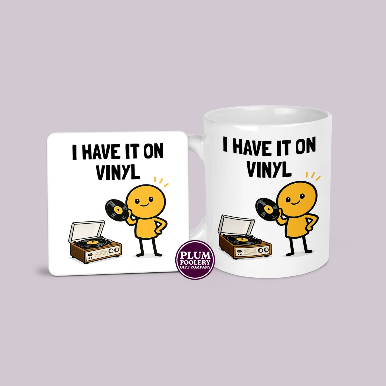 Tazza e sottobicchiere in vinile I Have it on: regalo da collezione disco amante della musica, hipster