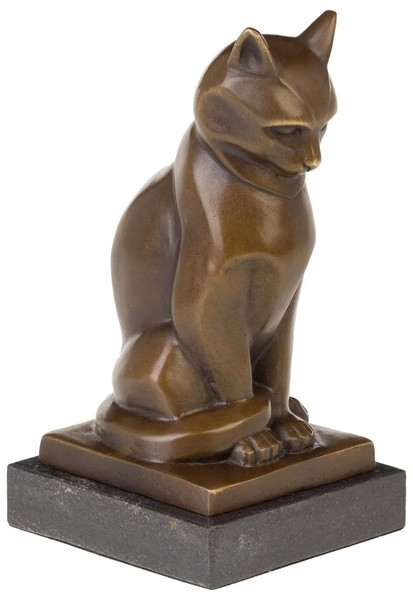 Bronzeskulptur Katze Bronze Figur Statue Bronzefigur Skulptur Im Antik-Stil 18Cm-image