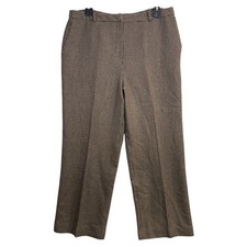 VTG Talbots 12 Brown Wool Houndstooth Trousers Pant Career Work 90s Old Money