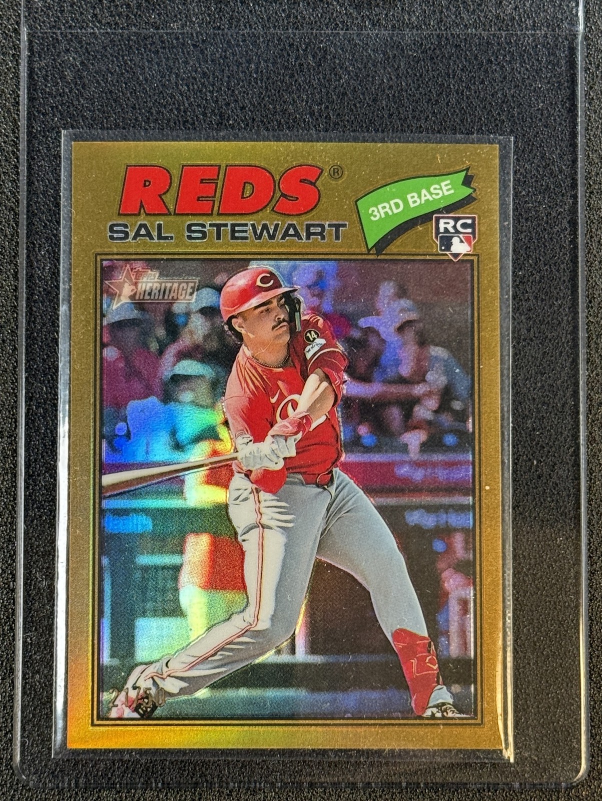 SAL STEWART 2026 TOPPS HERITAGE #221 ROOKIE CHROME GOLD REFRACTOR RC /50 REDS
