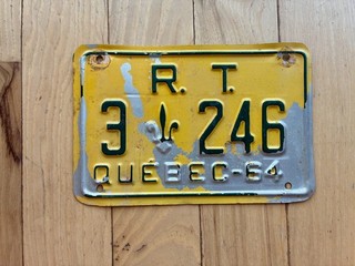 1964 Québec Regie Des Transports License Plate