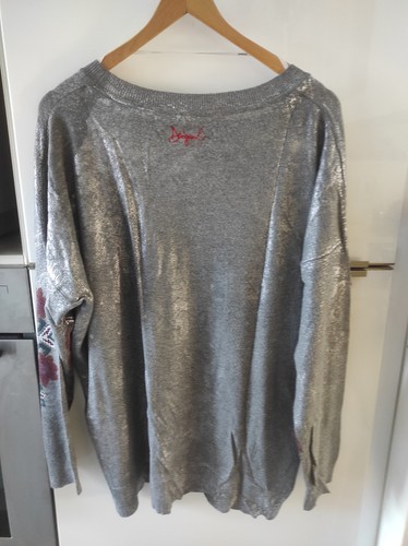 *Desigual* Pullover Damen Strickpullover Gr. XL Grau mehrfarbig Siberglanz - Bild 2 von 7