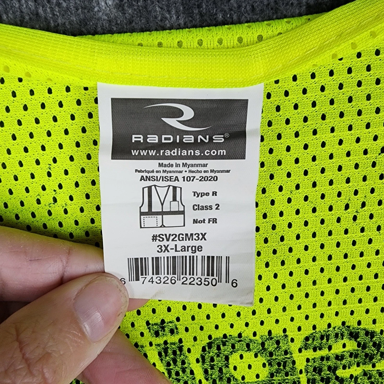 Radians Safety Vest Mens 3XL SV2GM3X Neon Yellow Spirit Aircraft Maintenance EUC image 5