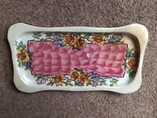 Vintage Maling Newcastle Upon Tyne Pink Thumbprint Rosine Tray