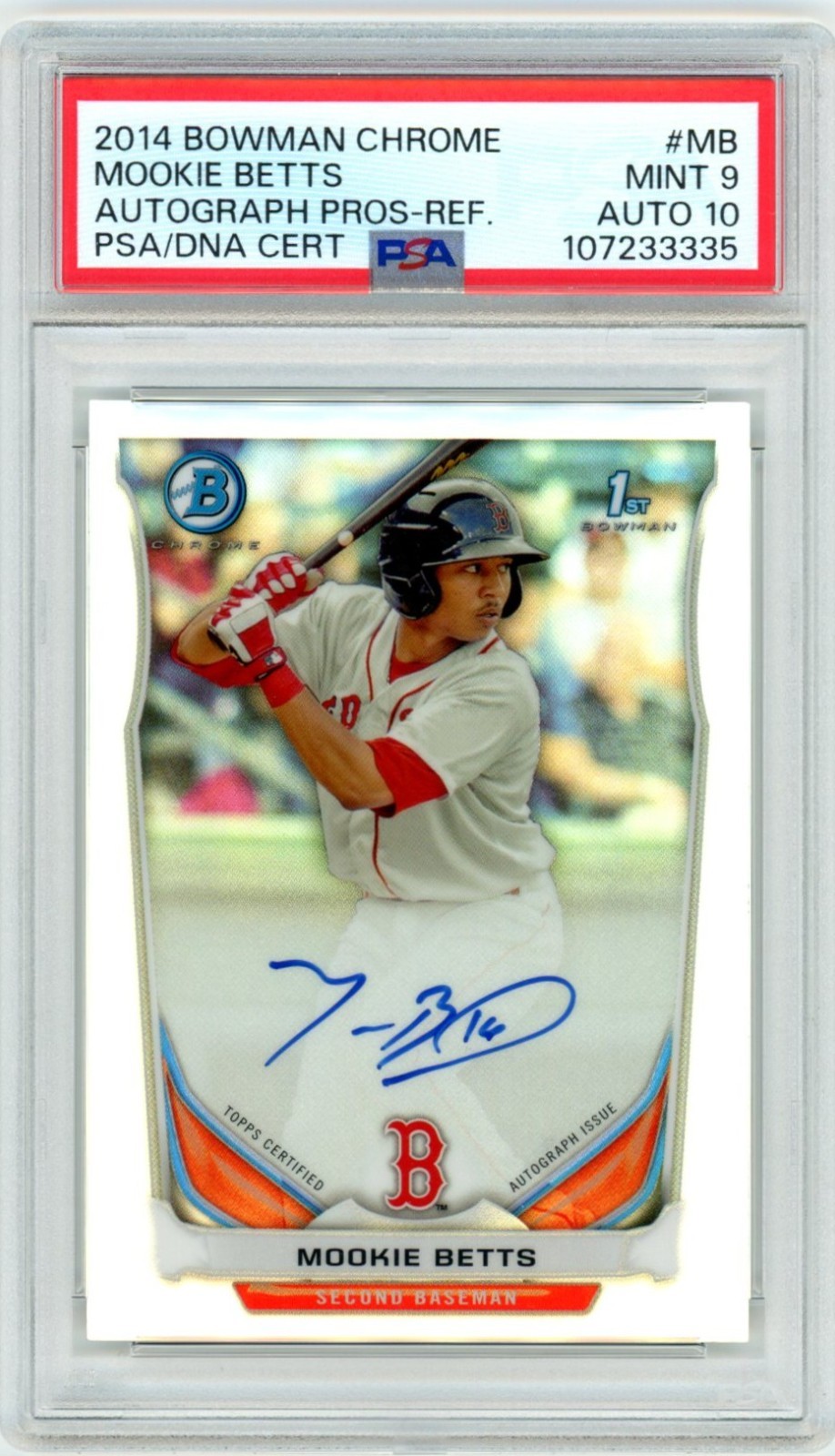 PSA 9 / 10 Auto 2014 Bowman Chrome Refractor: #MB Mookie Betts /500 Auto