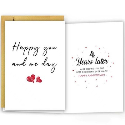 Happy 4th Anniversary Card for Him Her, Romantic 4 Year Anniversary Card&Gift...