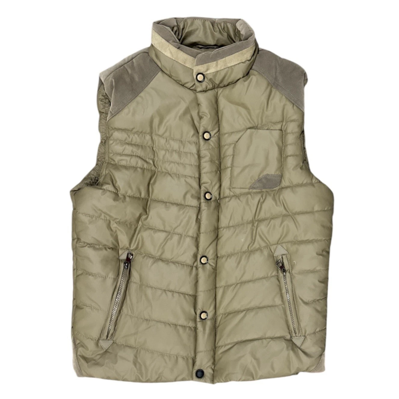 DANJIESHI Quilted Puffer Vest Mens XXL Full Zip Olive Corduroy Outdoors Quality
