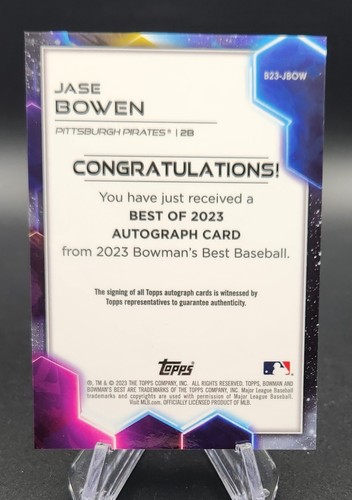 Autógrafos Bowman's Best #B23-JBOW Jase Bowen 2023 Best of 2023 2023 - Imagen 2 de 2