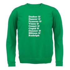 Dasher  Dancer Christmas Reindeer List - Kids Hoodie / Sweater - Rudolph Xmas