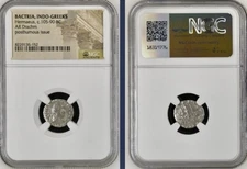 Ancient Greece Silver Hermaeus Zeus NGC Drachm 105 BC-90 BC Indo Scythian Greek