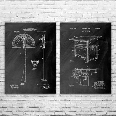 Architect Patent Wall Art Set of 2 Poster, Canvas or Framed Architect Gifts