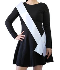 6 Pack White Blank Sash Plain Satin For Pageants DIY Party Decorations Set