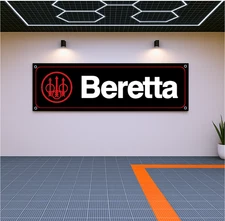 Beretta Flag Banner – 71x24" Garage Wall Art, Workshop or Man Cave Decor