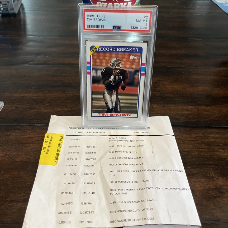 1989 Topps Tim Brown Rookie RC PSA 8 🔥🔥🔥 Oakland Raiders HOF - Image 3 of 4