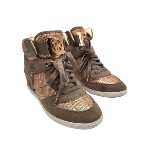 Michael Kors Nikko Women's Metallic High Top Sneakers Shoes Rose Gold Size 9.5M