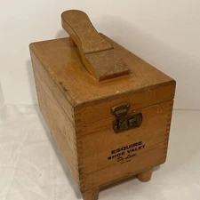 Vintage Wooden Esquire Shoe Valet Deluxe Dove-tailed Box w/Brush & Polishes