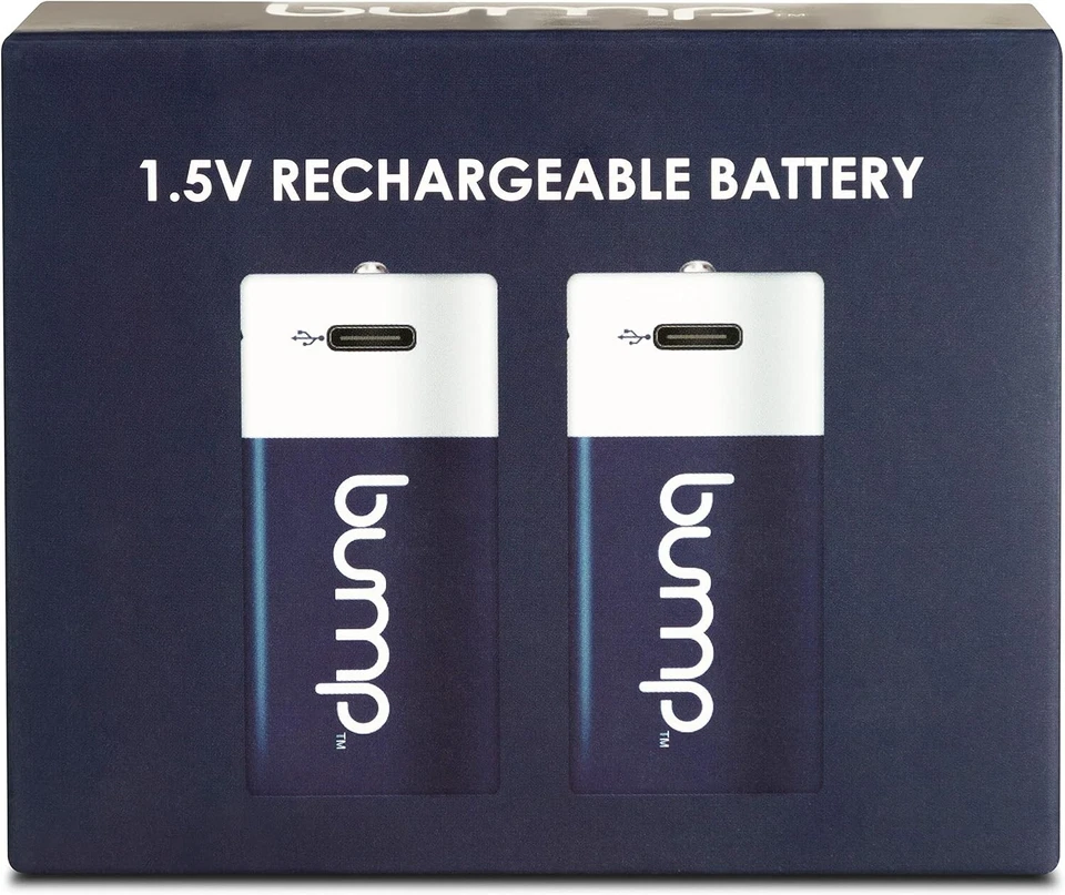 Baterías recargables premium celda D 1,5 V Li-Ion 12000 mWh cable USB 2 piezas golpe Foto 3 de 4