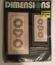 Dimensions Crewel Kit Country Wreath Trio 1332 Flowers Family Heart New Sealed