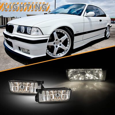 Fog Lights For 1992-1999 BMW 3 Series E36 M3 Front Bumper Driving Lamp Clear Len