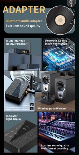 Adaptateur Audio 5.3 Compatible Bluetooth 2 en 1 AptX/HD/LL Réception Transmetteur - Photo 9/18