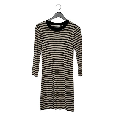 Sandro Paris Breton Stripe Shimmering Viscose Knit Mini Dress Size 3 Ecru |  eBay