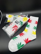 x3 Pairs Men Sports Leaf Weed Marijuana Crew Cotton Long Socks