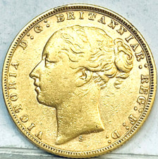 AUSTRALIA 1874 S GOLD SYDNEY SOVEREIGN STGEORGE LOW MINT KEY DATE HIGH GRADE #11