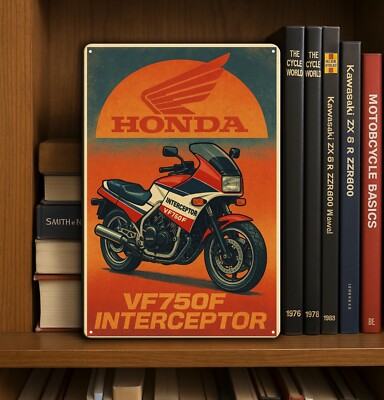 Honda Vf750f Interceptor Motorcycle Metal Poster - Sign - Size