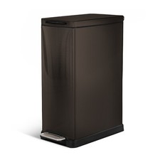 12 Gallon Slim Kitchen Trash Can with Slow Close Lid, Stainless Steel, Black
