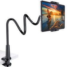 Gooseneck Tablet Holder Stand For Bed Adjustable Flexible Arm Tablets Mount Clam