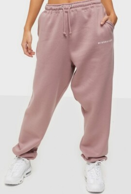 Missguided Women Pants Fleece Warm Joggers Pink Size