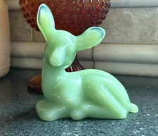 Mosser Glass USA - Jade Green FAWN Deer Jadeite CHRISTMAS HOLIDAY