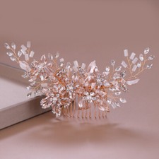 19 x 7cm Large Rose Gold Flower Wedding Head Pieces Hair Clip Comb Accessories