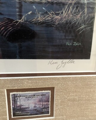 Ken Zylla Signed 1984 Commemorative Print & Stamp Framed American