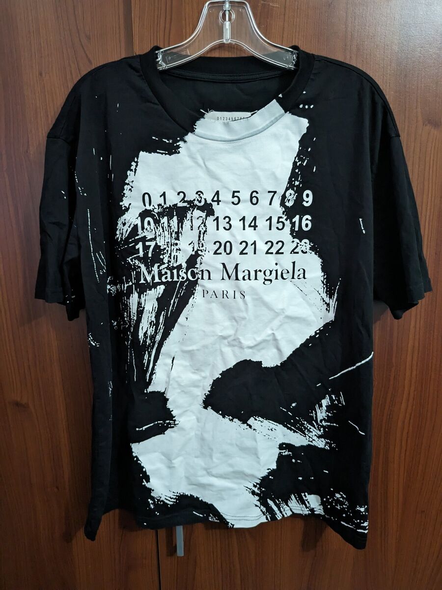 Mens Maison margiela Splashes ink graffiti T shirt Black Mens Maison margiela Splashes ink graffiti T shirt Black