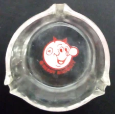VTG FREDDY KILOWATT ADVERTISING CLEAR GLASS ASHTRAY F