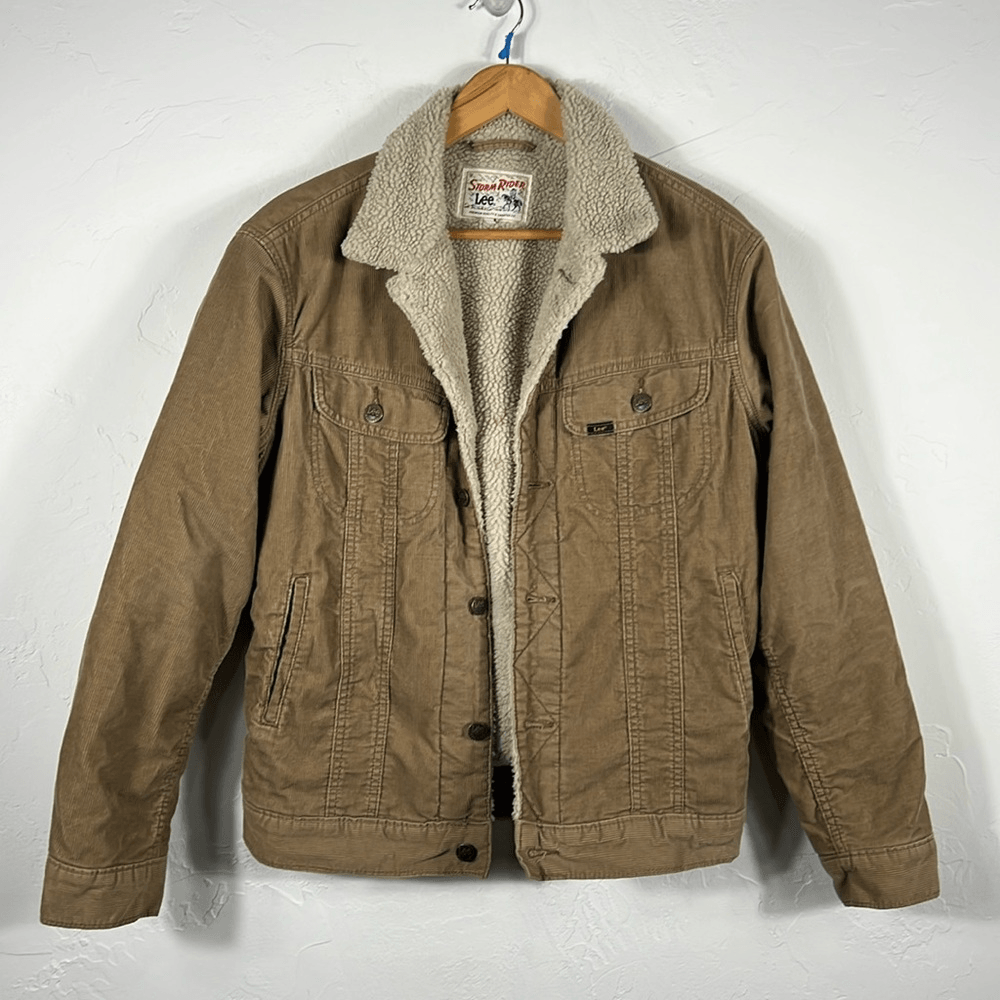 True Vintage LEE STORM RIDER Tan Corduroy Sherpa Line Western