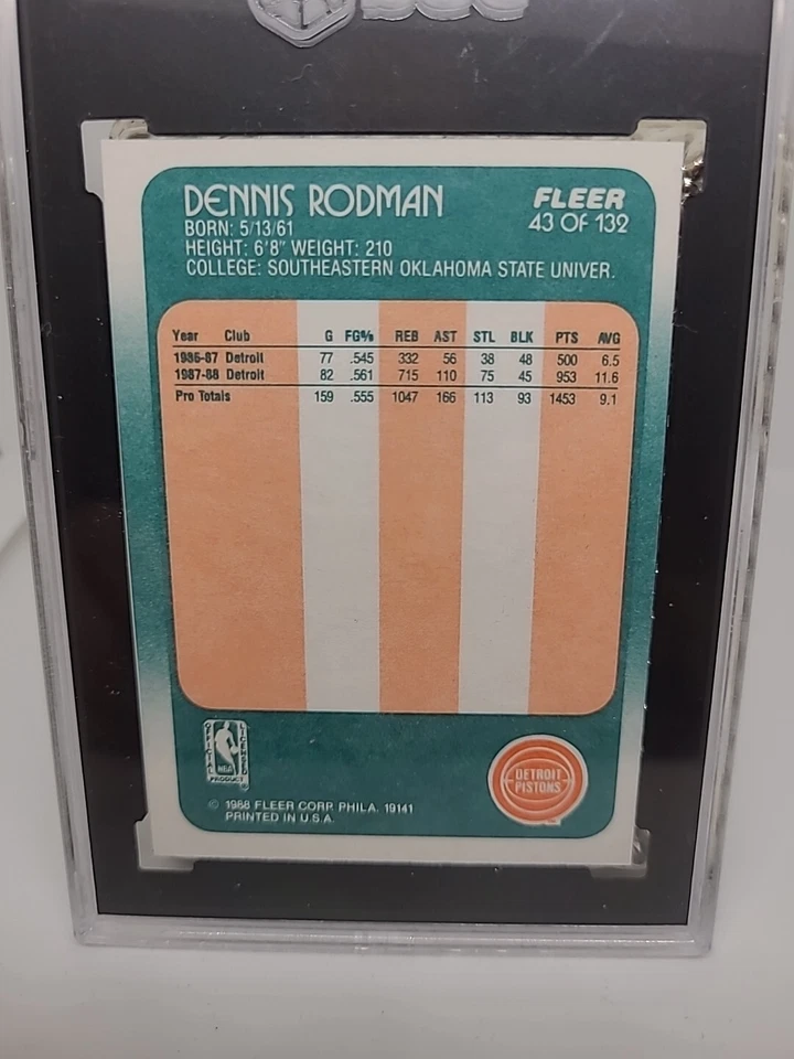 1988-89 Fleer - #43 Dennis Rodman (RC) - Image 2 of 2