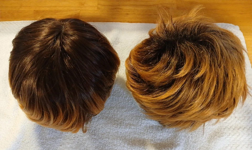 Pelucas Pixie Marrón Ombre Cobre Lado Barrido Bangs Vanessa Fifth Avenue JBS Cabello Nuevo Foto 3 de 4