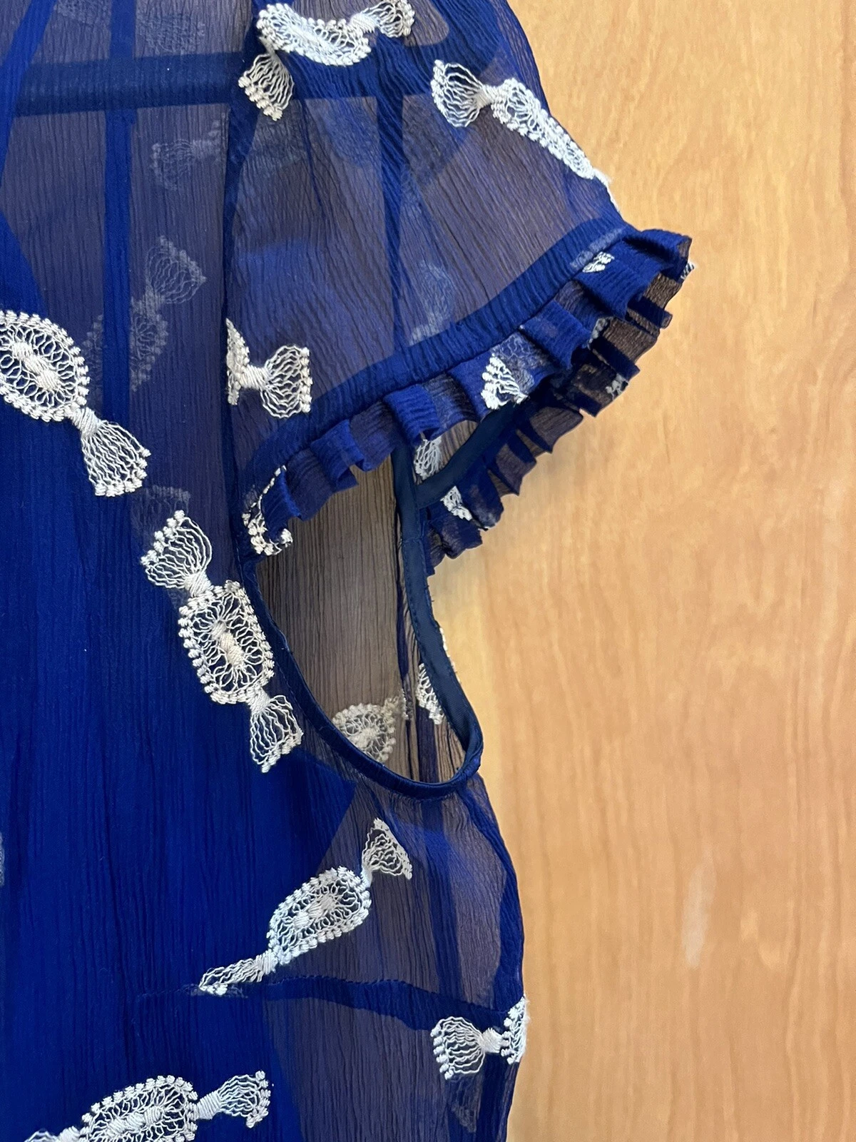 Abito caramelle KATE SPADE blu ricamato bottoni oro volant 6 us intime ottimeioni cond