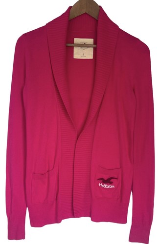 Hollister Sweater size S Small Magenta Open Lapel Front Cardigan Cotton Blend